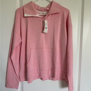 Vinyard Vines classy pink pullover sweater with zip up neck, size M.